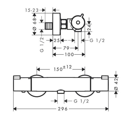 Термостат для душа Hansgrohe Ecostat 1001 CL настенный хром 13211000