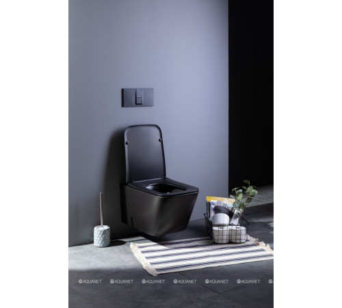 Унитаз подвесной Aquanet TAVR-W BW безободковый с сиденьем Soft Close черный матовый 00287011