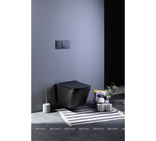 Унитаз подвесной Aquanet TAVR-W BW безободковый с сиденьем Soft Close черный матовый 00287011