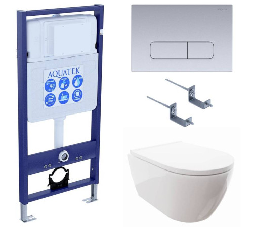 Комплект инсталляции 4 в 1 Aquatek Поларис (рама Standard, унитаз AQ0700-00, сиденье soft-close, панель KDI-0000014) ПОЛАРИС-014