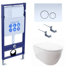 Комплект инсталляции 4 в 1 Aquatek Поларис (рама Standard, унитаз AQ0700-00, сиденье soft-close, панель KDI-0000015) ПОЛАРИС-015