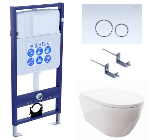 Комплект инсталляции 4 в 1 Aquatek Поларис (рама Standard, унитаз AQ0700-00, сиденье soft-close, панель KDI-0000015) ПОЛАРИС-015