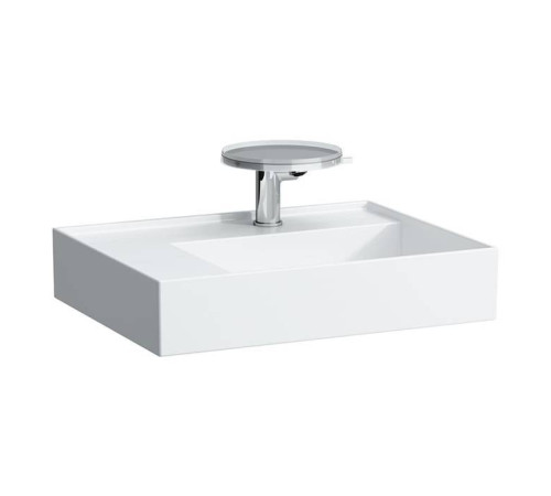 Раковина Laufen Kartell 60x46x12 см 1 отверстие скрытый слив полка слева белая 8.1033.5.000.104.1