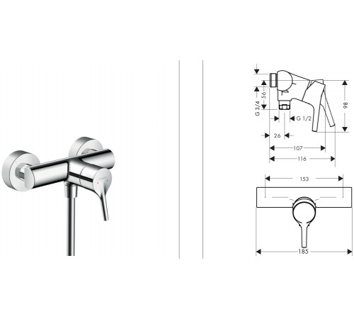Смеситель для душа Hansgrohe Talis S без эксцентриков и отражателей хром 72601000