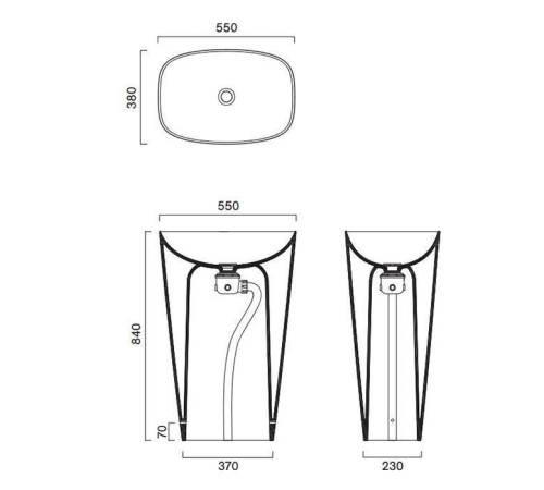 Раковина напольная Catalano Green 55х38 см слив в пол белый глянцевый 0428550001