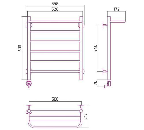 Полотенцесушитель электрический Стилье Формат 20 50x60 см без покрытия 00521-6050