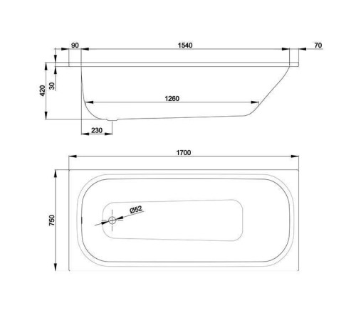 Ванна стальная Bette Form 170х75х42 см антишум Антислип Sense 2947-000 AD AS