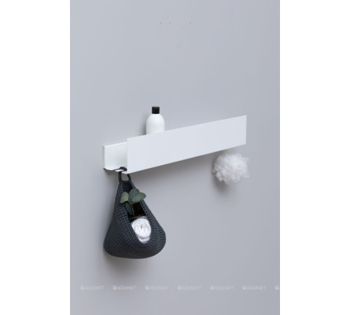 Полка Aquanet Магнум Н 700х120х100 мм с крючками белый матовый 00341540
