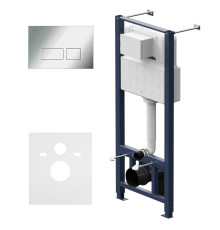 Комплект инсталляции AM.PM с подвесным унитазом FlashClean, сиденьем микролифт и клавишей IS47051.701700MB