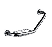 Поручень для ванны изогнутый с полочкой-решеткой emco Rondo 2 413 мм хром 4571 001 00