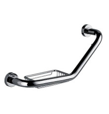 Поручень для ванны изогнутый с полочкой-решеткой emco Rondo 2 413 мм хром 4571 001 00