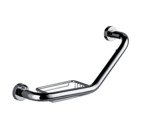 Поручень для ванны изогнутый с полочкой-решеткой emco Rondo 2 413 мм хром 4571 001 00