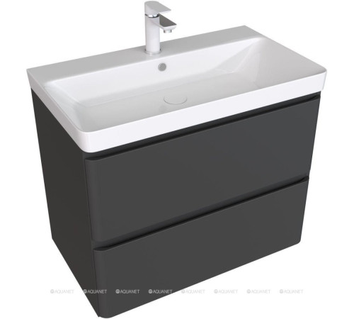 Тумба под раковину Aquanet Эмбер 80 2 ящика черный матовый 00330468