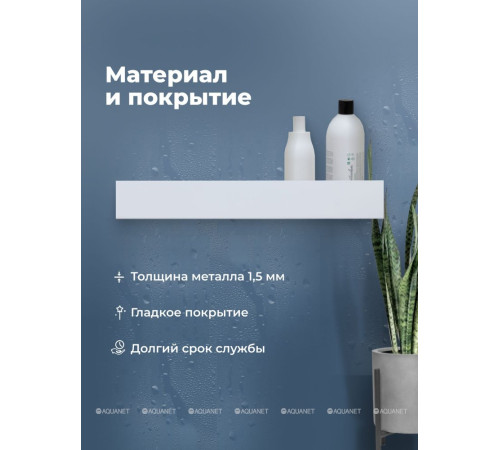 Полка Aquanet Магнум Н 700х120х100 мм с крючками белый матовый 00341540