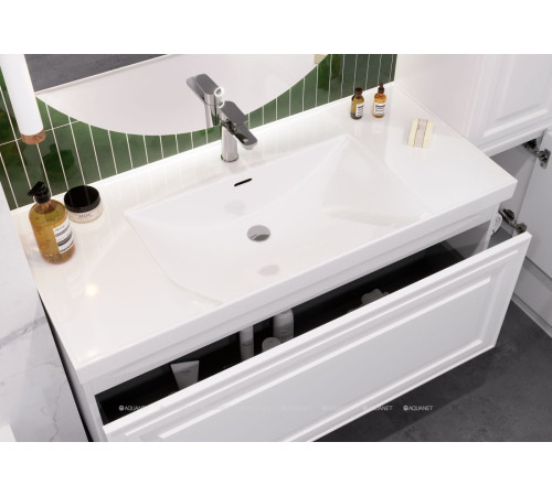 Тумба под раковину Aquanet Агата 110 1 ящик белый сатин 00345484