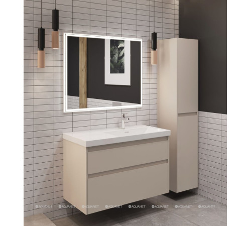 Тумба под раковину Aquanet Nova Lite 2.0 90 R 2 ящика бежевая 00346324