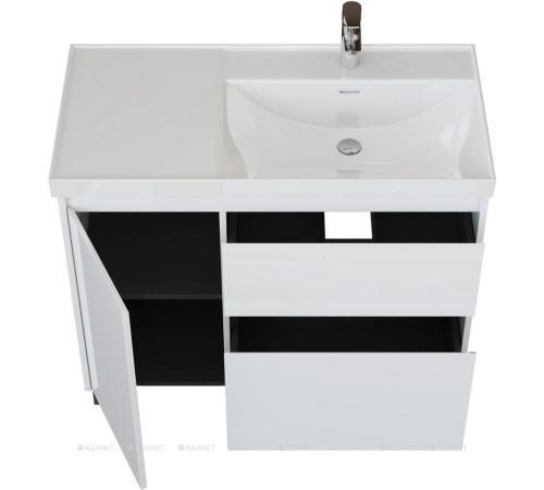 Тумба под раковину Aquanet Nova Lite 2.0 90 R напольная белый глянец 00346338