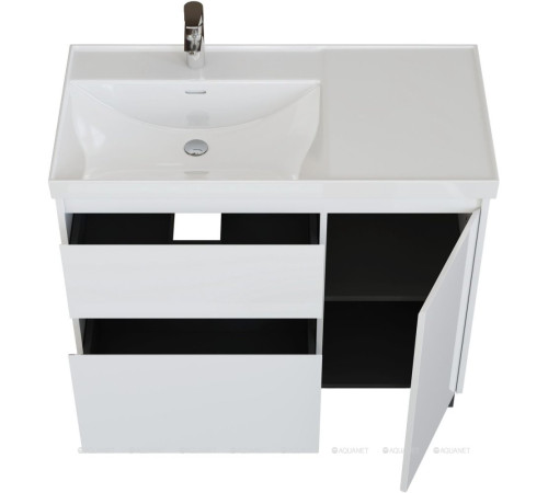 Тумба под раковину Aquanet Nova Lite 2.0 90 L напольная белый глянец 00346339