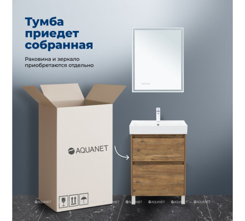 Тумба с раковиной Aquanet Nova Lite 2.0 60 напольная дуб рустикальный 00348191