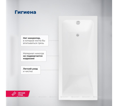 Ванна акриловая Aquanet Bright 180x75 см с каркасом и сливом-переливом 00347766