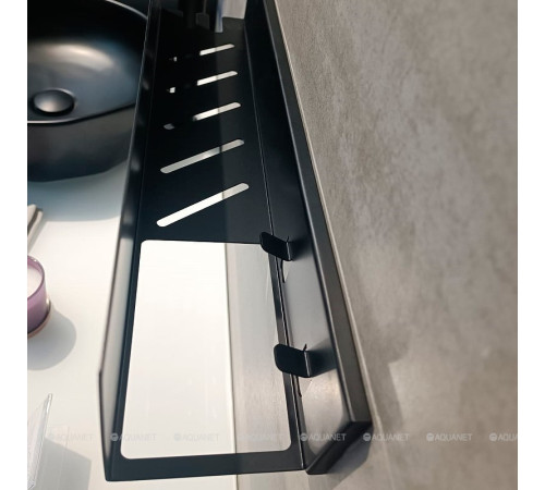 Полка Aquanet Магнум Н 500х120х100 мм с крючками черный матовый 00341533