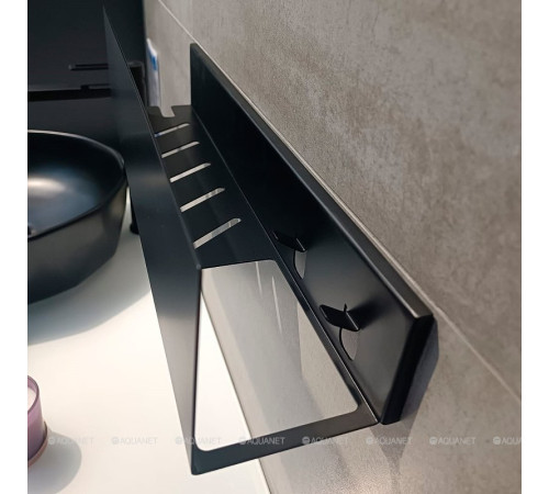 Полка Aquanet Магнум Н 500х120х100 мм с крючками черный матовый 00341533