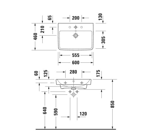 Раковина подвесная Duravit No.1 60x46 см 1 отверстие белый глянцевый 23756000002