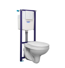 Комплект инсталляция с унитазом Santek Альфа комфорт сиденье микролифт белая панель 1.3816.4.S00.00B.2