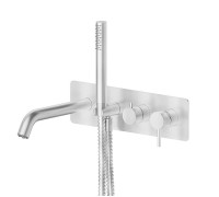 Смеситель для ванны Newform X-STEEL 316 встраиваемый с ручным душем излив 231 мм Stainless steel 69680EX.50.050