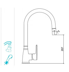 Смеситель для кухни Laparet Alamera с выдвижным изливом N2040902LPT