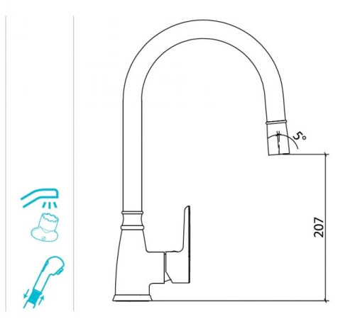 Смеситель для кухни Laparet Alamera с выдвижным изливом N2040902LPT