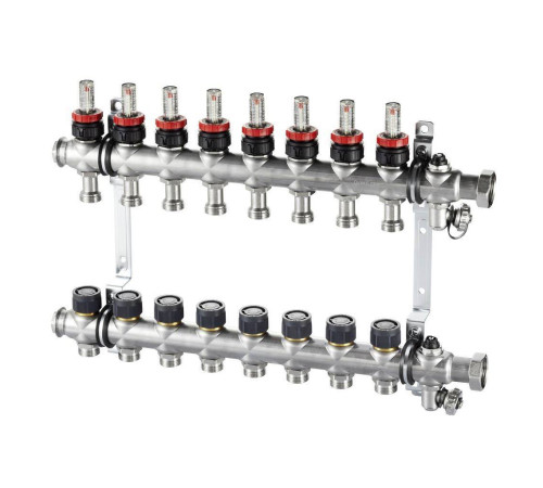 Коллектор распределительный Oventrop Multidis SF 11 контуров 1 x 3/4 EK с ротаметрами 1404361