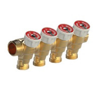 Коллектор сантехнический Giacomini 3/4 x 1/2E на 3 выхода с отсечными вентилями R585CY063