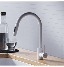 Смеситель для кухни Dorff Logic с вытяжным изливом белый D3007533