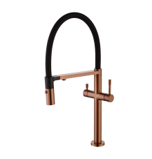 Смеситель для кухни Boheme Uno с гибким изливом и краном для питьевой воды copper brushed 115-CB