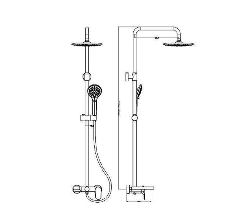 Душевая стойка с верхним душем Boheme Spectre золото глянцевое 458-G