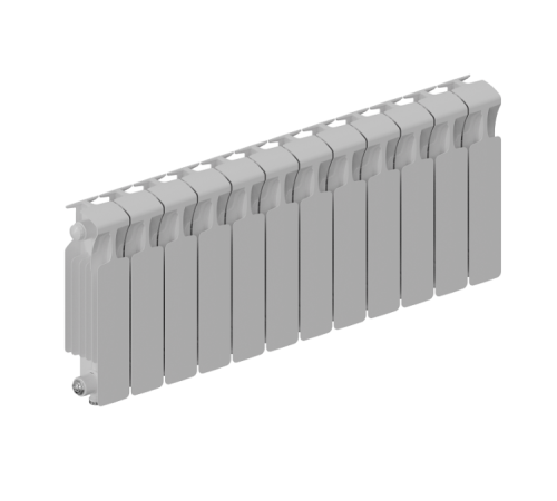 Радиатор биметаллический RIFAR MONOLIT VENTIL 300 12 секций нижнее подключение RAL 9016 MN-300-12-VR
