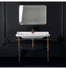 Раковина с металлической структурой Kerasan Waldorf 120х42 см напольная 1 отверстие бронза 4144K1bi/cr / 9203K3br