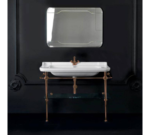 Раковина с металлической структурой Kerasan Waldorf 120х42 см напольная 1 отверстие бронза 4144K1bi/cr / 9203K3br