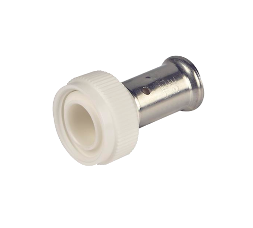 Пресс-фитинг Henco 26PKW 20х3/4 с накидной гайкой плоское уплотнение белый 26PKW-2005