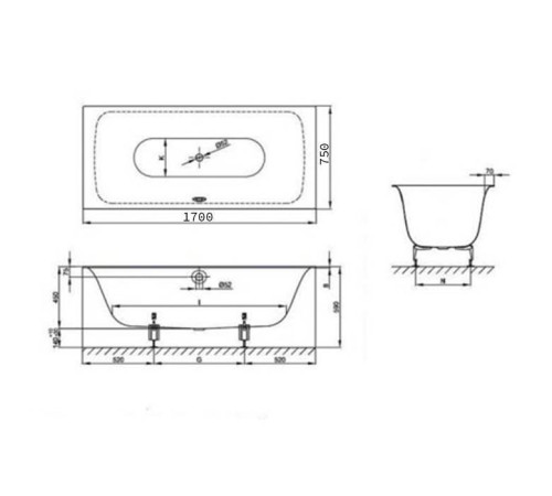 Ванна встраиваемая Bette Lux 170х75х45 см BetteGlasur Plus белый 3440-000 PLUS