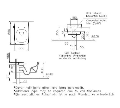 Унитаз подвесной безободковый VitrA Metropole матовый черный 7672B083-0101