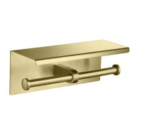 Бумагодержатель двойной с полкой Aquanet ОБЕРОН шлифованное золото AQ4909BG