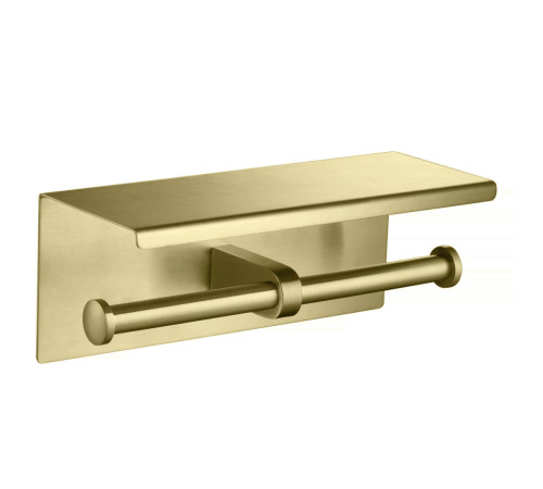 Бумагодержатель двойной с полкой Aquanet ОБЕРОН шлифованное золото AQ4909BG