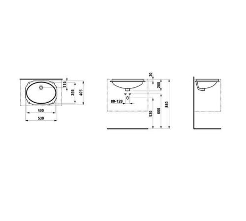 Раковина под столешницу Laufen Birova 49x35.5x20 см белая 8.1119.1.000.000.1