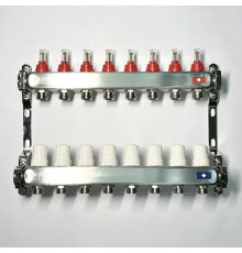 Коллекторная группа STOUT 1 x 8 выходов 3/4 EK с расходомерами из нержавеющей стали 506269