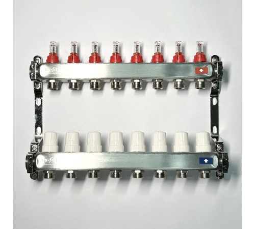 Коллекторная группа STOUT 1 x 8 выходов 3/4 EK с расходомерами из нержавеющей стали 506269