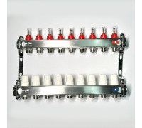 Коллекторная группа STOUT 1 x 9 выходов 3/4 EK с расходомерами из нержавеющей стали 506271