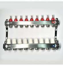 Коллекторная группа STOUT 1 x 9 выходов 3/4 EK с расходомерами из нержавеющей стали 506271