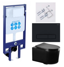 Комплект инсталляции 4 в 1 AQUATEK МИЯ-MB-025 (рама INS-0000020, крепеж KKI-0000002, клавиша KDI-0000025, унитаз AQ2004-MB soft-close) INS-0000020/KKI-0000002/KDI-0000025/AQ2004-MB